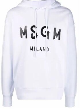MSGM White Crewneck Sweatshirt with Black Milano Logo XL
